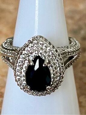 BP RETRO The Cruise Ship Ring Black Onyx on Rhodium Ring HTF